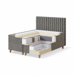 Sleepwell BLACK CONTINENTAL CONTINENTAL BED (with 8 legs) / 160x55x200 / hard / VERANO Dark Grey (18135)