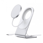Choetech Holder with magnetic wireless charger Choetech H047 (silver)
