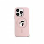 Karl Lagerfeld Dėklas Karl Lagerfeld KLHMP15LSCMKCRHP iPhone 15 Pro 6.1" rožinis/pink hardcase Silicone Karl & Choupette MagSafe