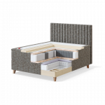Sleepwell BLACK CONTINENTAL CONTINENTAL BED (with 4 legs) / 160x55x200 / soft / BOLSHOI Light Grey (23)