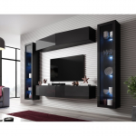 Cama MEBLE Cama Living room cabinet set VIGO SLANT 8 black/black gloss