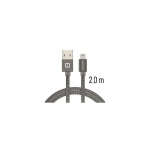Swissten tekstylny USB - Lightning 2.0m szary