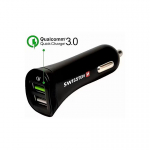 Swissten Quick Charge 3.0 automobilinis įkroviklis 12 / 24V / 2.4A / 18W + Micro USB kabelis 1.5m