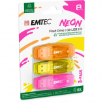 Emtec C410 Neon USB atmintukas 8 GB USB A tipo 2.0 Oranžinė, Rožinė, Geltona