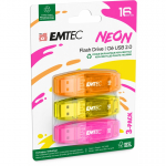 Emtec C410 Neon USB atmintukas 16 GB USB A tipo 2.0 Rausvai raudona, Oranžinė, Geltona