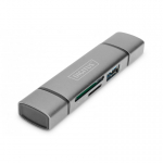 Digitus DA-70886 kortelių skaitytuvas USB 3.2 Gen 1 (3.1 Gen 1) Type-A/Type-C Aliuminis