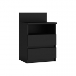 Topeshop M1 CZARNA MAT naktinis staliukas / staliukas prie lovos 2 stalčiai Juoda