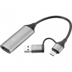 Sandberg 136-70 vaizdo kabelio adapteris HDMI A tipo (standartinis) USB Type-A + USB Type-C Pilka