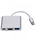 RoGer Multimedia Adapter Type-C to HDMI (4K @ 30Hz, 1080P @ 60Hz) + USB 3.0 Silver