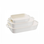 Staub Rinkinys 3 stačiakampės Staub keraminės lėk&scaron;tės - Ivory
