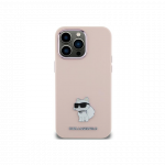 Karl Lagerfeld Karl Lagerfeld dėklas, skirtas iPhone 15 Plus 6,7" KLHCP15MSMHCNPP rožinis HC SILICONE C METAL PIN