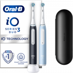 Braun iOG3d.2i6.2K Oral-B iO3 Elektrinis Dantų &Scaron;epetėlis Matt Juodas/Ice Mėlyna Duo Pack Edition