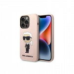Karl Lagerfeld Karl Lagerfeld dėklas, skirtas iPhone 14 Pro Max 6.7" KLHMP14XSNIKBCP rožinis kietas dėklas Silicone Iconic Magsafe
