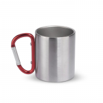 Nerūdijančio plieno puodelis su raudonu karabinu 200 ml