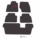 Kilimėliai QuiltyMats VOLKSWAGEN SHARAN 2010-2023 (6v., I, II ir III eilės) (6 vnt.), Black-Red /16-MAX2