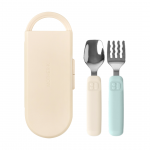 Mother-K Fork and spoon set in box, from 12 months. - Cream/Mint