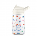 Cool Bottles vaiki&scaron;ka nerūdijančio plieno gertuvė su atlenkiamu &scaron;iaudeliu, 350 ml. - Little Wheels