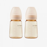 Mother-K PPSU Bottles "BASIC" (2 pcs, without pacifiers) - Kreminė, 200 ml.