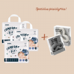 Specialus pasiūlymas! 3 vnt. K-MOM &ldquo;Comfort Fit&rdquo; sauskelnių NEWBORN dydis (iki 5 kg) + DOVANA HEorSHE silikoniniai kramtukai &ldquo;SHAMROCK&rdquo;