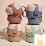 Specialus pasiūlymas! Mother-K HUG nerūdijančio plieno indų rinkinys + DOVANA silikoninis seilinukas