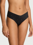 Victoria's Secret "No-Show Sparkle Black Thong" kelnaitės