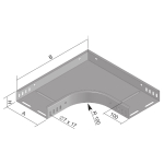Kabelinio lovio alkūnė 90X60X400 F horizontalus posūkis 90&deg; kar&scaron;to cinkavimo