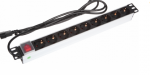 19'' 9x220V maitinimo blokas 1U su jungikliu C14/10A 2,5m