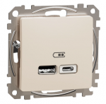 USB įkrovimo lizdas A+C 2.1A kreminė Sedna Design