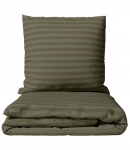 Premium satino patalynės komplektas &bdquo;Moss Green Stripe Satin&ldquo; (200x220 cm)