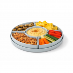 Užkandžių serviravimo padėklas su indeliais