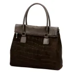 Camilla PREMIUM 10.015 CROCO tamsiai ruda odinė rankinė