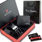 Vyri&scaron;kas rinkinys Pierre Cardin: odinė piniginė ir dvipusis diržas, juodas/rudas 75T8806BR
