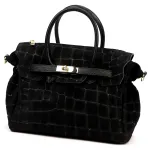 Luka 26-146 CROCO juoda natūralios odos rankinė