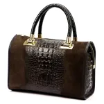 Luka 25-088 CROCO tamsiai ruda odinė rankinė