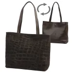 Luka 26-158 CROCO DOUBLE tamsiai ruda odinė rankinė