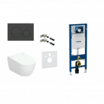 Geberit AquaClean Alba Comfort komplektas su Duofix Sigma 12 cm. WC instaliacine sistema, Sigma 20 Roud mygtuku, matinė juoda