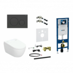 Geberit AquaClean Alba Premium komplektas su Duofix Sigma WC instaliacine sistema, Sigma 20 Round mygtukas, juodas matinis
