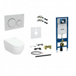 Geberit AquaClean Alba Premium komplektas su Duofix Sigma WC instaliacine sistema, Sigma 20 Round mygtukas, baltas
