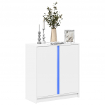 &Scaron;oninė spintelė su LED, balta, 77x34x85cm, apdirbta mediena
