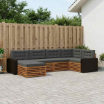 Lauko sofos komplektas su pagalve 6 pcs Natūralus ir antracitas