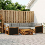 Lauko sofos komplektas 7 pcs Natūrali ir &scaron;viesiai pilka