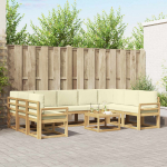 Lauko sofos komplektas 10 pcs Balta ir kreminė 59 x 59 x 37 cm