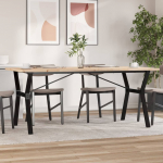 Valgomojo stalas, 180x90x75,5cm, pu&scaron;is ir plieninis, Y formos rėmas