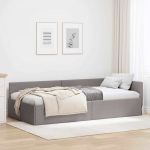 Kampinė lovos konstrukcija Taupe 90 cm x 190 cm audinys