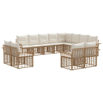 Lauko sofos komplektas 12 pcs Natūralus ir grietinėlės baltas