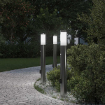 Ap&scaron;vietimo stulpeliai su jutikliu ir lizdu, 3 vnt., 80 cm, nerūdijantis plienas, IP44