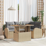 Sodo Sofų Rinkinys 5 pcs smėlio ir &scaron;viesiai pilkos spalvos