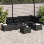 Sodo Sofų Rinkinys 6 pcs Juoda poliratanas