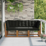 Lauko vidurinė ir kampinė sofa su pagalve 3 Vienetas Natūrali