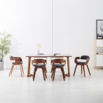 Valgomojo kėdės, 6 vnt., tamsiai pilkos, audinys ir mediena